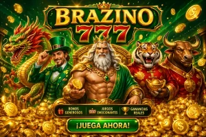 Casino Brazino 777 con monedas y personajes de suerte