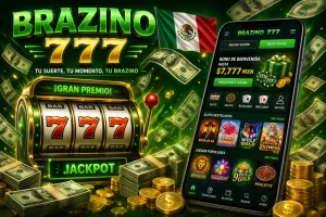 Banner casino Brazino 777 con tragamonedas y móvil